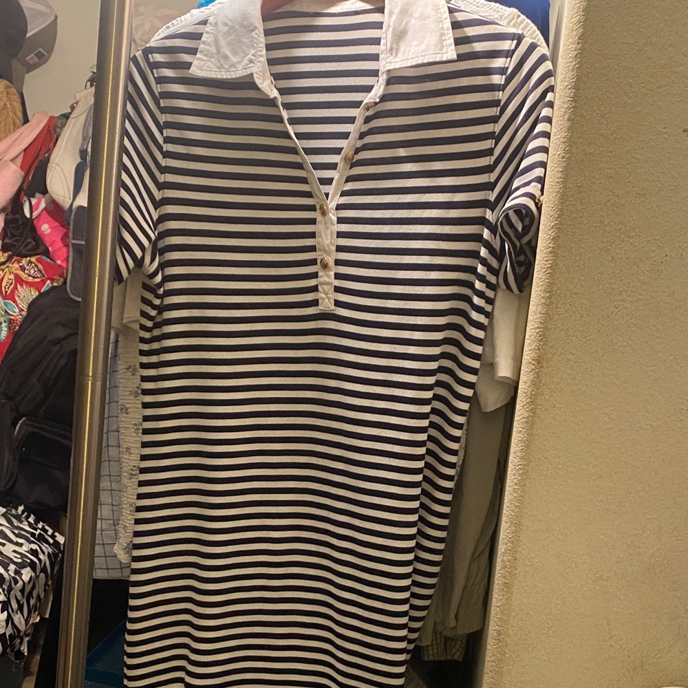 Striped Black and White Midi Dress